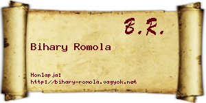 Bihary Romola névjegykártya